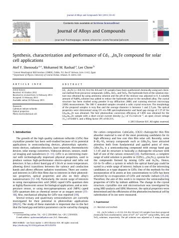 Synthesis, Characterization, and Performance of CdInTe ...