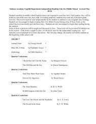 Middle School Reading List - Subiaco Academy