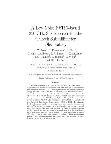 A Low Noise NbTiN-based 850 GHz SIS Receiver for the Caltech ...