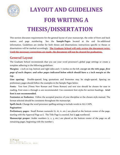 how to layout a thesis