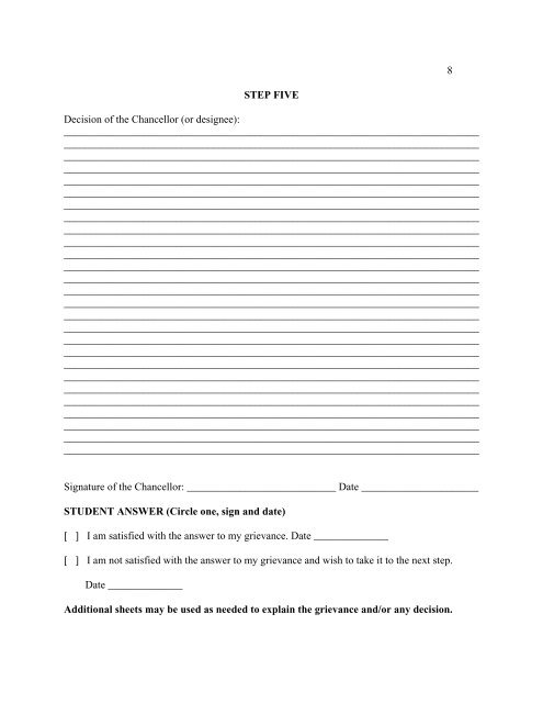 academic grievance form for graduate students