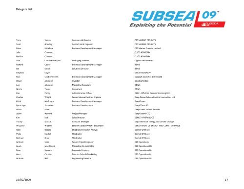 Delegate List - Subsea UK