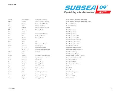 Delegate List - Subsea UK