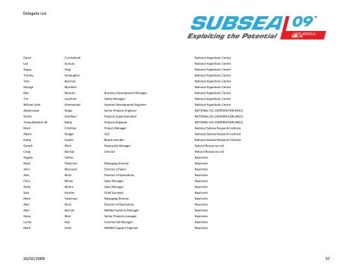 Delegate List - Subsea UK