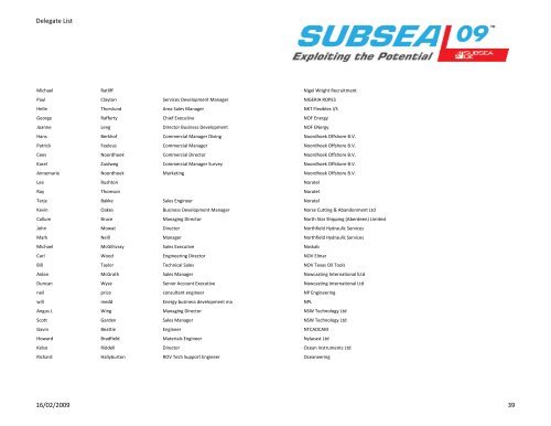 Delegate List - Subsea UK