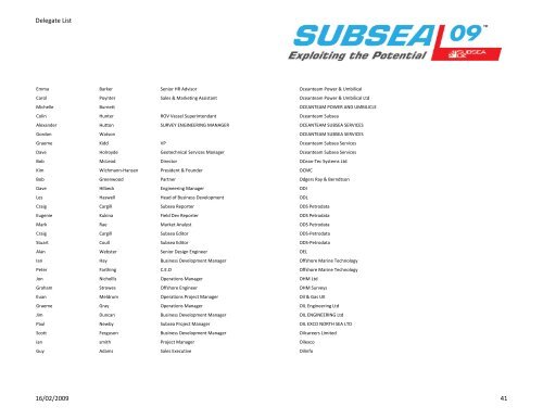 Delegate List - Subsea UK