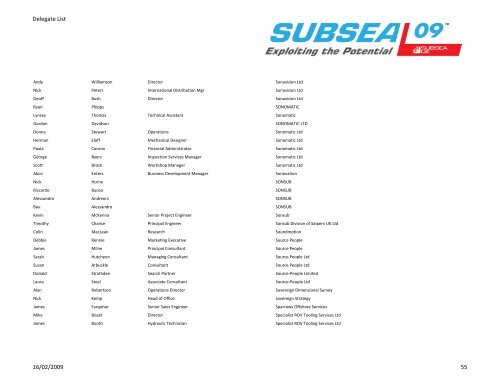 Delegate List - Subsea UK