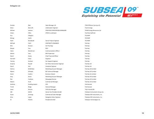 Delegate List - Subsea UK