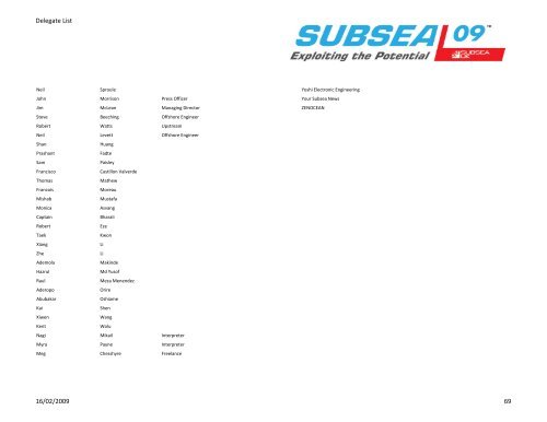 Delegate List - Subsea UK