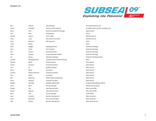 Delegate List - Subsea UK