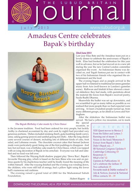 Amadeus Centre celebrates Bapak's birthday - Subud Voice