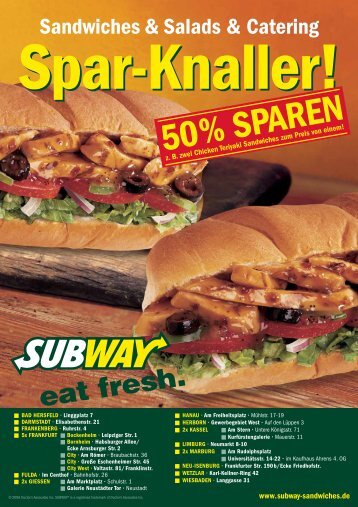 50% SPAREN - Willkommen bei SUBWAY in GieÃen