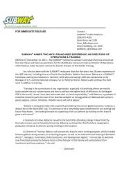 for immediate release subway names two with franchisee