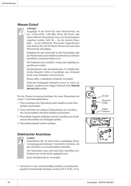 Gebrauchsanleitung Geschirrspüler hanseatic WQP8-9226D - Schwab