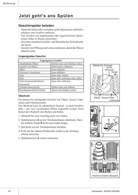 Gebrauchsanleitung Geschirrspüler hanseatic WQP8-9226D - Schwab