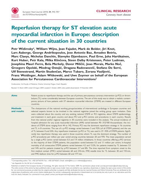 Reperfusion therapy for ST elevation acute myocardial infarction in ...