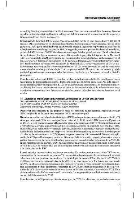 XXI Congreso Uruguayo de CardiologÃ­a Temas libres - Sociedad ...