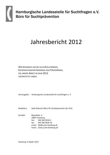 Jahresbericht 2012 - Sucht-Hamburg