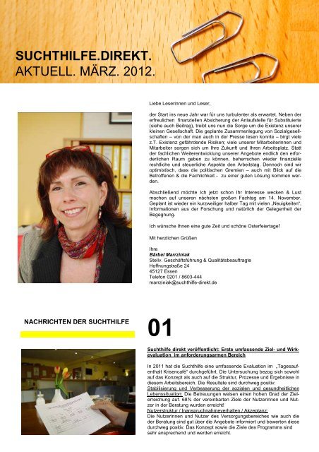 Newsletter I. 2012 - Suchthilfe direkt Essen gGmbH