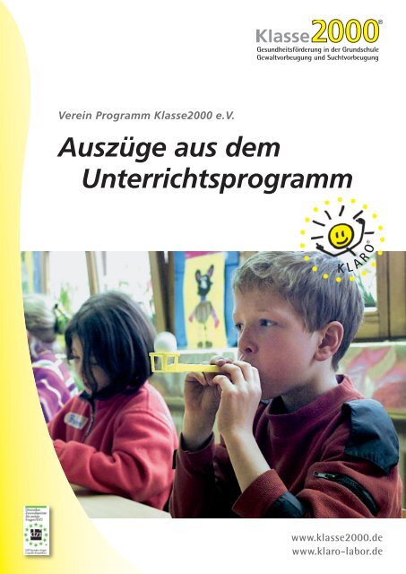 AuszÃ¼ge aus dem Unterrichtskonzept Klasse 2000