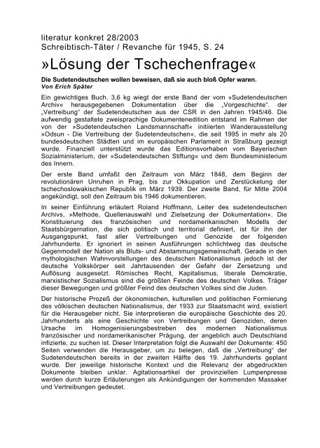 Literatur konkret - Sudetendeutsches Archiv
