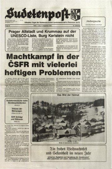 Machtkampf in der CSFR mit vielerlei heftigen ... - Sudetenpost