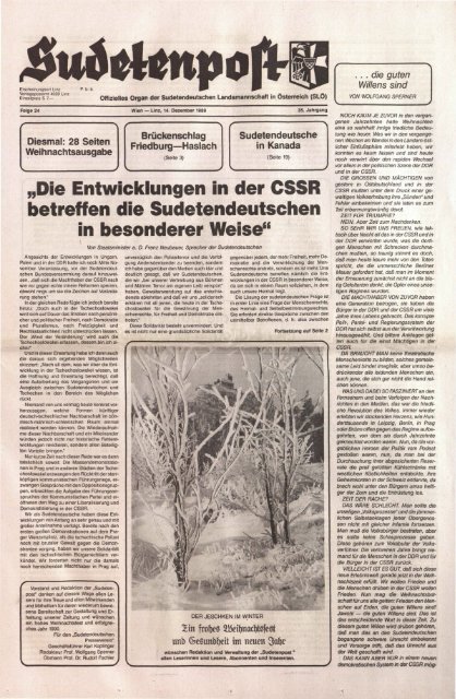 Die Entwicklungen In Der Cssr Betreffen Die Sudetenpost