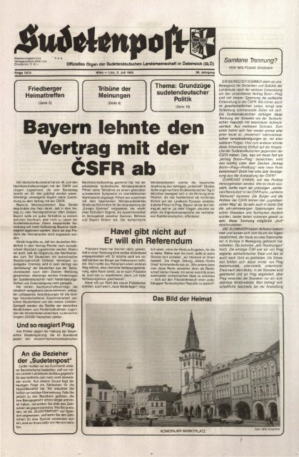 Bayern lehnte den Vertrag mit der CSFR ab - Sudetenpost