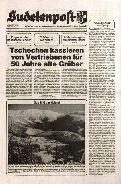 Tschechen kassieren von Vertriebenen für 50 Jahre ... - Sudetenpost