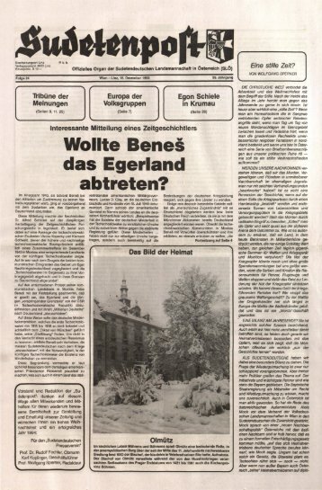 Wollte Benes das Egerland abtreten? - Sudetenpost