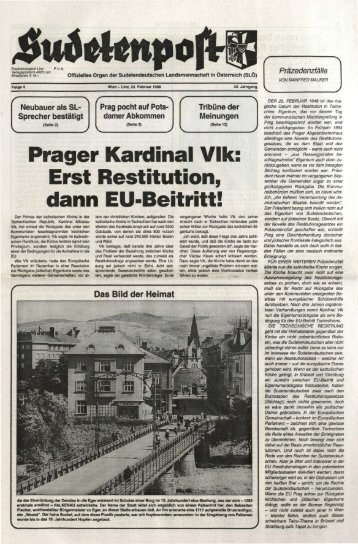 Prager Kardinal Vlk: Erst Restitution, dann EU-Beitritt! - Sudetenpost