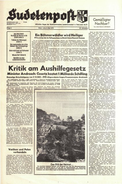 Kritik am Aushilfegesetz - Sudetenpost