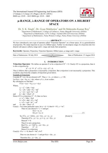 µ Range L Range Of Operators On A Hilbert Space