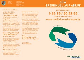 SPERRMÜLL AUF ABRUF SÜW - Landkreis Südliche Weinstraße