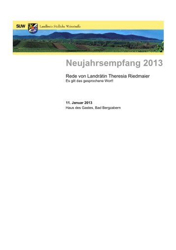 Die Neujahrsrede zum Download als pdf-Datei - Landkreis SÃ¼dliche ...