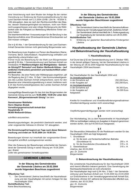 Amtsblatt Nr. 04 - Stadt SÃ¼dliches Anhalt