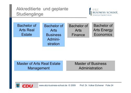 22.06.2009 Das duale Studium an der EBZ - EBZ Business School