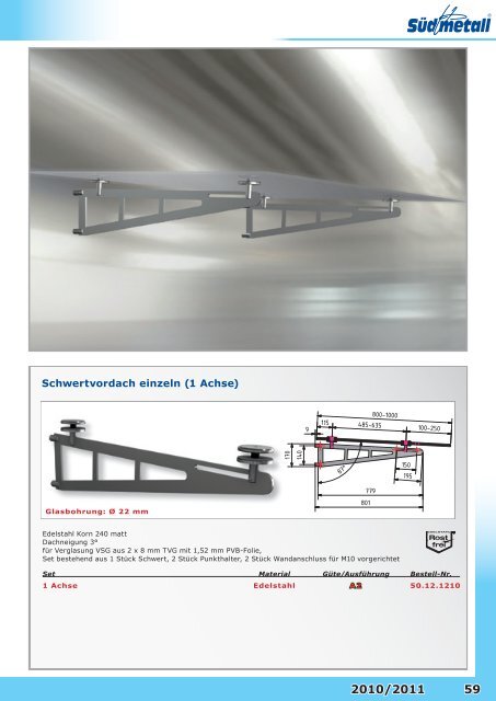 Glasvordach System