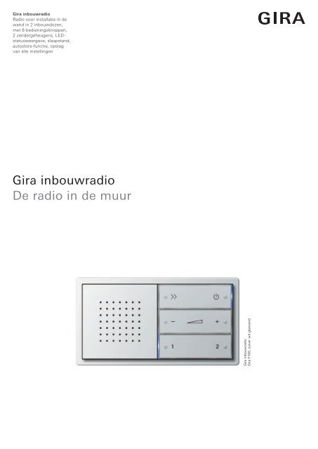 Gira inbouwradio De radio in de muur - documentatie