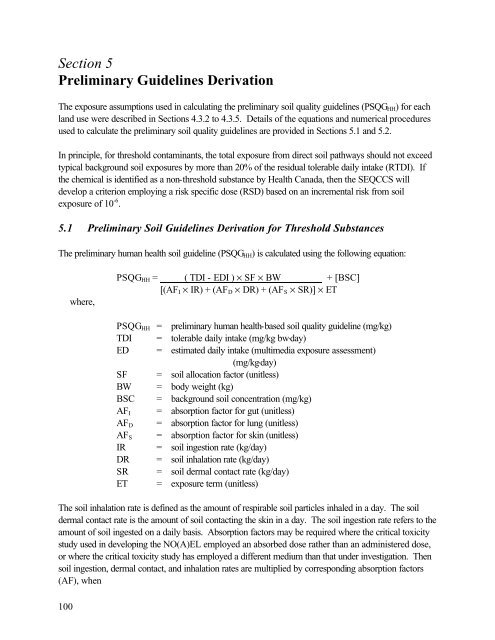 Protocol for the Derivation of Environmental and Human ... - CCME