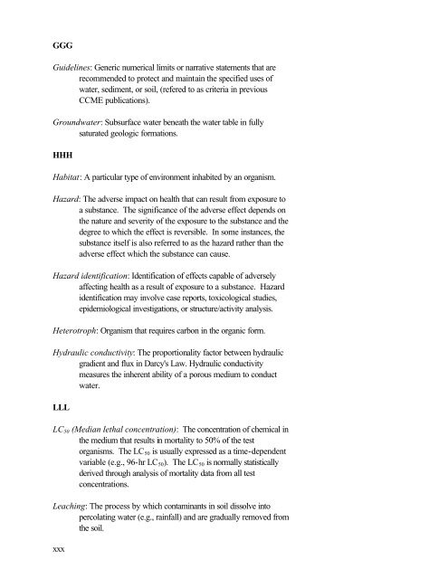 Protocol for the Derivation of Environmental and Human ... - CCME