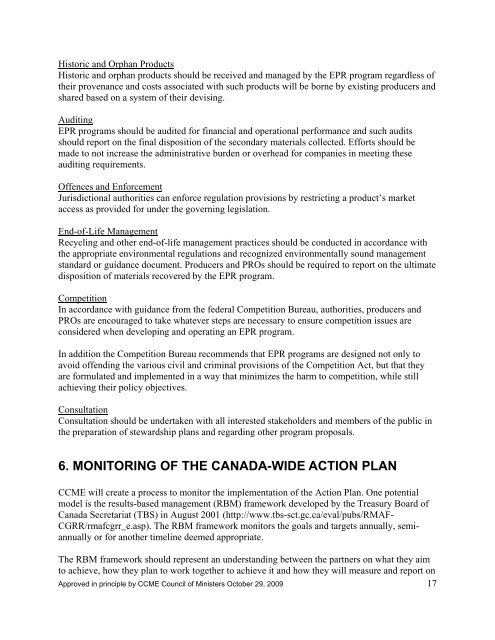 Canada-Wide Action Plan for Extended Producer ... - CCME