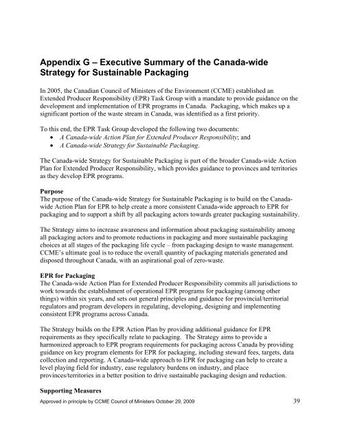 Canada-Wide Action Plan for Extended Producer ... - CCME