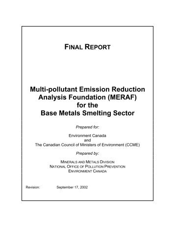 (MERAF) for the Base Metals Smelting Sector - CCME