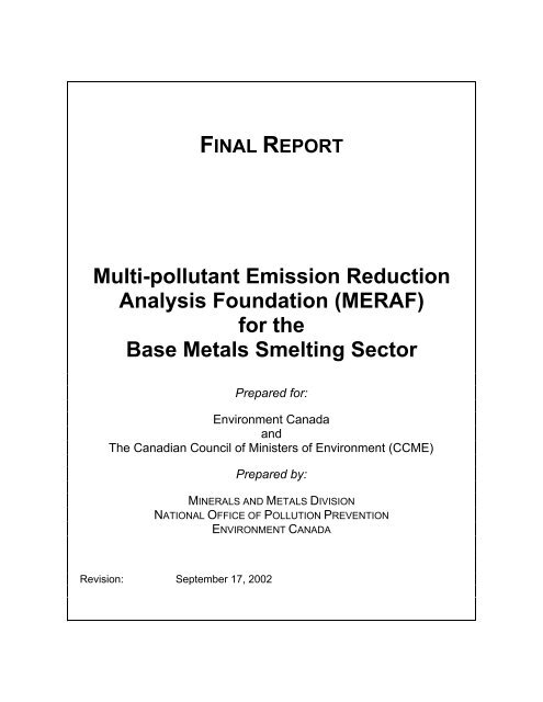 Volume 1 - Rapport principal - Agence canadienne d'Ã©valuation