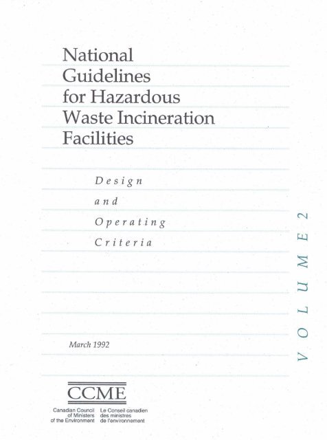 National Guidelines for Hazardous Waste Incineration ... - CCME