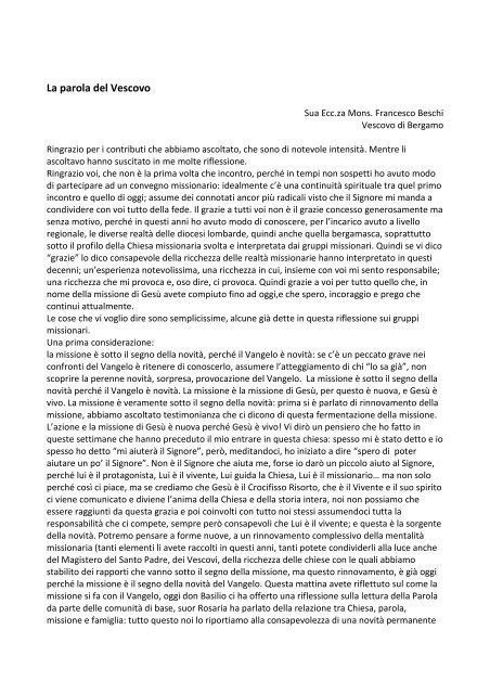 Scarica il documento in formato pdf - Centro Missionario Diocesano ...