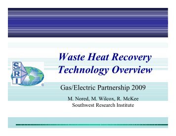Waste Heat Recovery Technology Overview - Gas/Electric Partnership