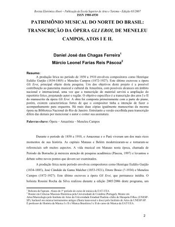 patrimônio musical do norte do brasil: transcrição da ópera gli eroi ...