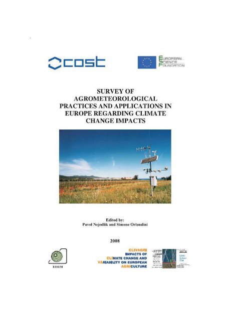 Survey of agrometeorological practices and ... - COST 734 Action